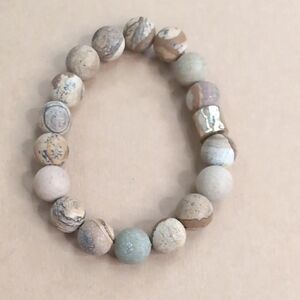 Natural Stone Beaded Bracelet with Gold Accent